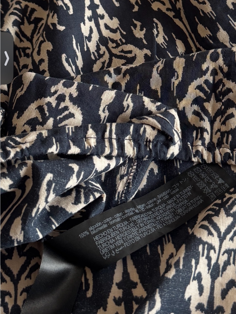 🛍️SALE🛍️ Zara Navy & Beige Ikat-Print Crop Top & Wide-Leg Pants SET (2 Pieces) - Picture 7 of 13
